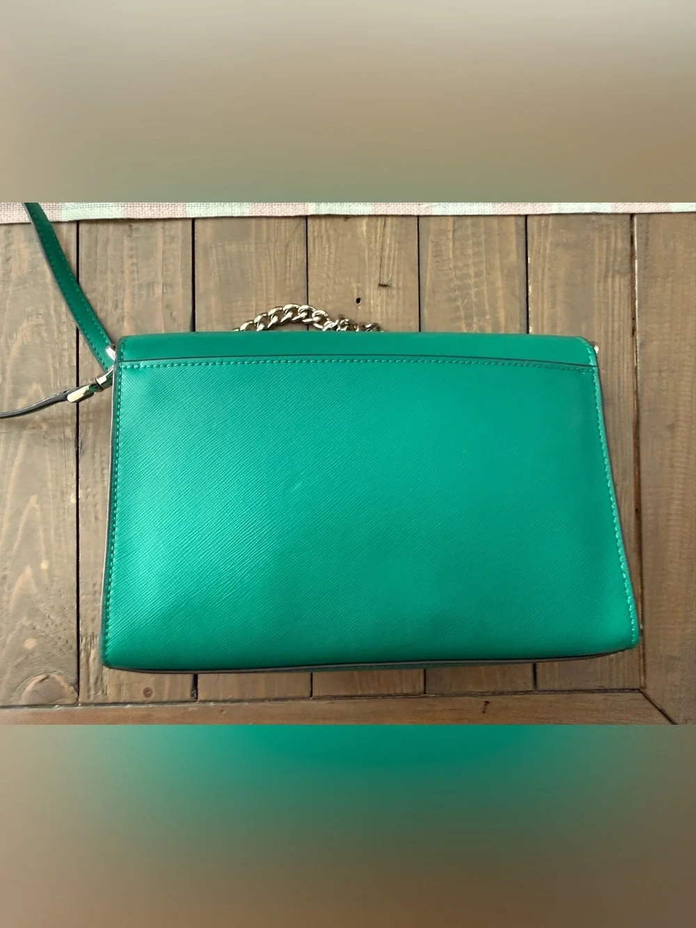 kate spade Emerald Green Leather Chain Strap Crossbody